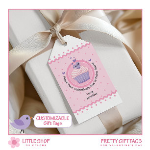 Etiqueta Para Presente Cupcake Cor-de-Rosa Dia dos Namorados