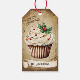 Etiqueta Para Presente Cupcake Vintage Feliz Natal