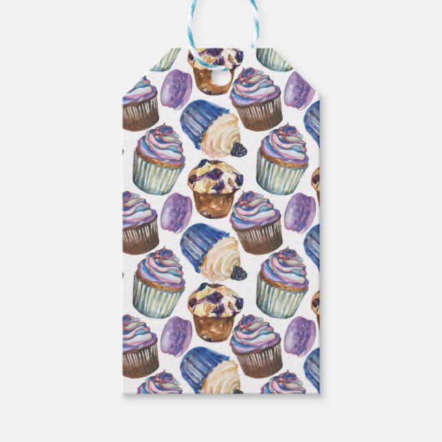 Etiqueta Para Presente Cupcakes de aquarela (Frente)