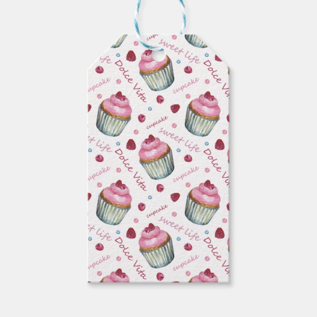 Etiqueta Para Presente Cupcakes de aquarela (Frente)