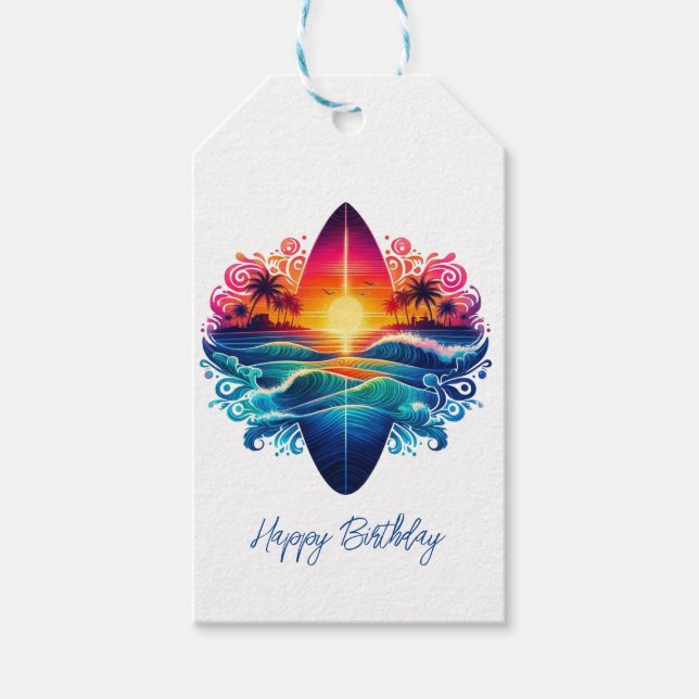 Etiqueta Para Presente Curvas de surfe solares (Frente)