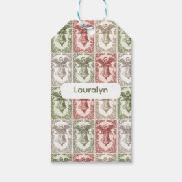Etiqueta Para Presente Custom Vintage red green floral Victorian angel 