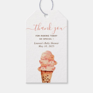 Etiqueta Para Presente Cute aquarela Sorvete Baby shower Obrigado