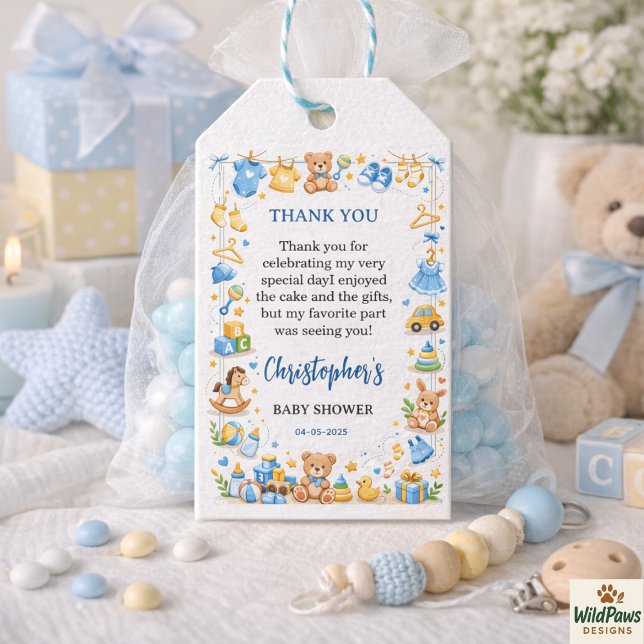 Etiqueta Para Presente Cute Baby Clothes & Toys Boy Baby Shower (Cute Baby Clothes & Toys Boy Baby Shower Gift Tags
)