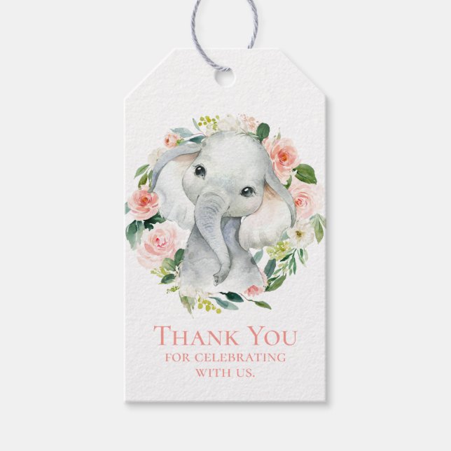 Etiqueta Para Presente Cute Baby Elefante Baby Shower Agradecimento (Frente)