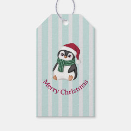Etiqueta Para Presente Cute Baby Penguin Wearing Santa Hat Christmas