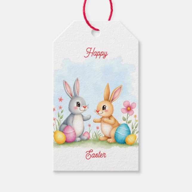 Etiqueta Para Presente Cute Beautiful Easter Bunnies Modern Collection (Frente)