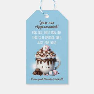 Etiqueta Para Presente Cute Blue Watercolor Hot Cocoa Engraçado