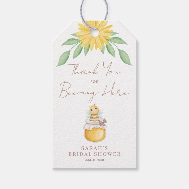 Etiqueta Para Presente Cute Bumblebee Amarelo Obrigado Sexo Neutro (Frente)