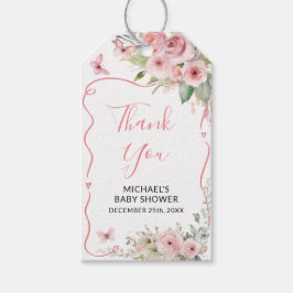Etiqueta Para Presente Cute Bunny Baby Shower Girl Pink Floral