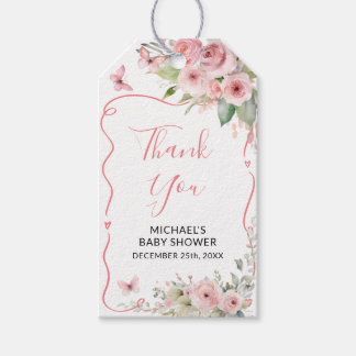 Etiqueta Para Presente Cute Bunny Baby Shower Girl Pink Floral