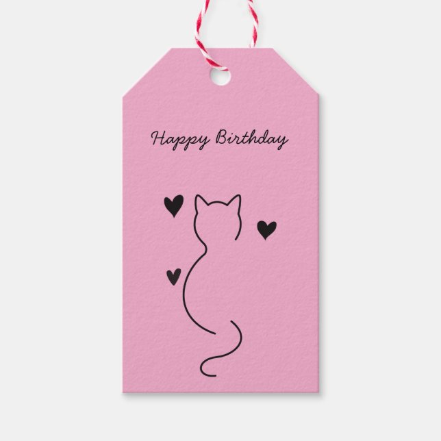 Etiqueta Para Presente cute cat says: happy birthday. (Frente)