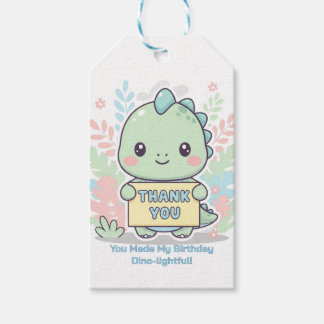 Etiqueta Para Presente Cute Chibi Dinosaur Pastel 1st Birthday Gift Tag