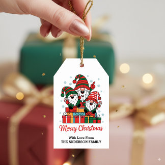 Etiqueta Para Presente Cute Christmas Gnome Family Personalized