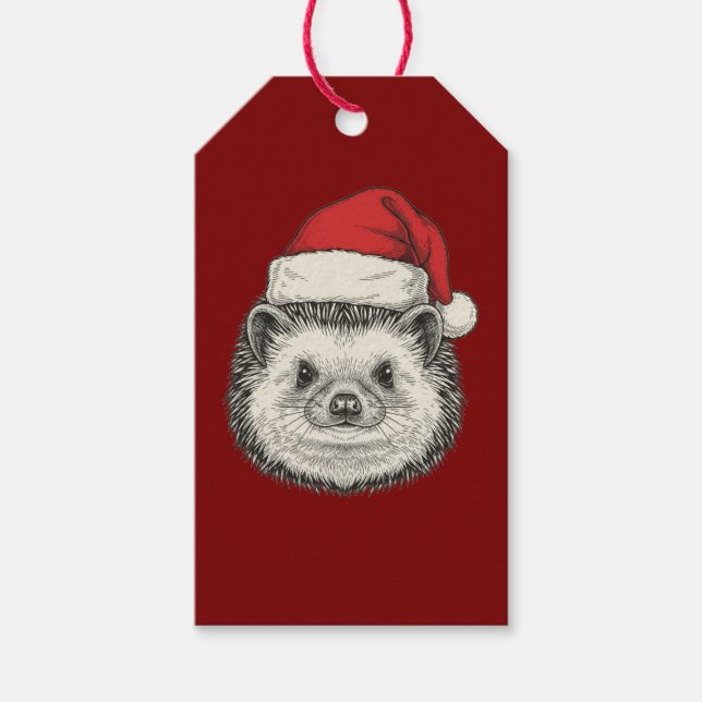 Etiqueta Para Presente Cute Christmas Hedgehog (Frente)
