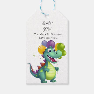 Etiqueta Para Presente Cute Dinosaur with Balloons 1st Birthday Gift Tag