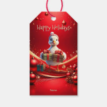 Cute Duck Christmas Holiday Gift Tag