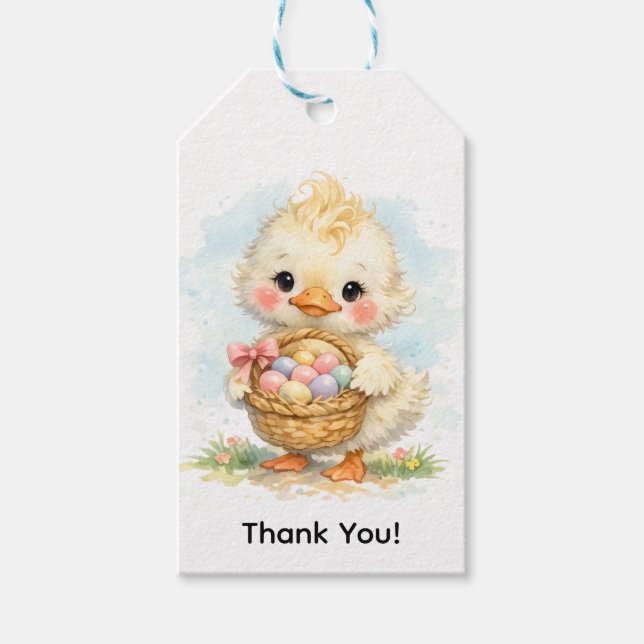 Etiqueta Para Presente Cute Duckling Easter Egg Party Thank You (Frente)