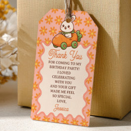 Etiqueta Para Presente Cute Easter Bunny Floral 1st Birthday Thank You 