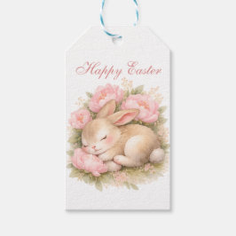 Etiqueta Para Presente Cute Easter Bunny Rabbit Pink Blush Peony