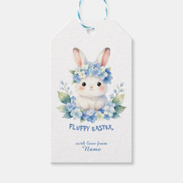 Etiqueta Para Presente Cute Easter Bunny Watercolor with Hydrangea