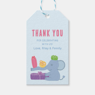 Etiqueta Para Presente Cute Elephant Holding Gifts Vertical Favor Tags