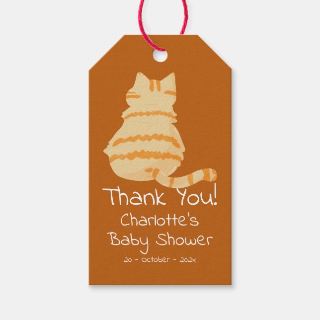Etiqueta Para Presente Cute Fat Orange Cat Baby Shower (Frente)