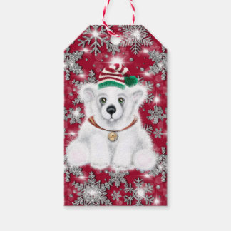 Etiqueta Para Presente Cute festive holiday Polar bear glitter snowflakes