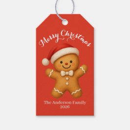 Etiqueta Para Presente Cute Gingerbread Man with Santa Hat -