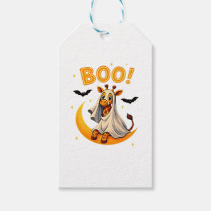 Etiqueta Para Presente Cute Giraffe Fantasma na Lua � Funny Halloween Boo