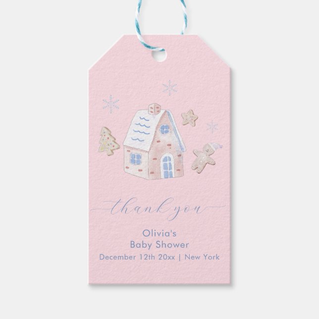 Etiqueta Para Presente Cute Girl Gingerbread Village Baby Shower  (Frente)