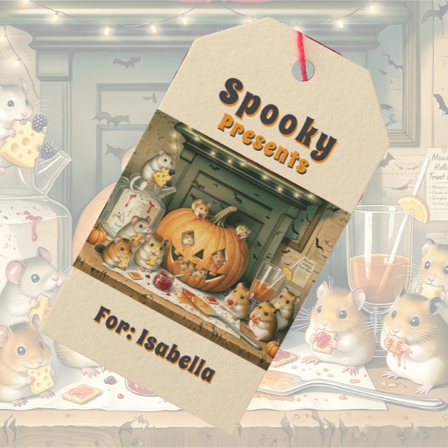 Etiqueta Para Presente Cute Halloween Hamster Snack Party (Criador carregado)