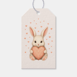 Etiqueta Para Presente Cute Little Bunny with Heart on Soft Blush