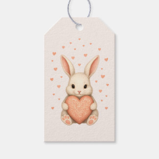 Etiqueta Para Presente Cute Little Bunny with Heart on Soft Blush