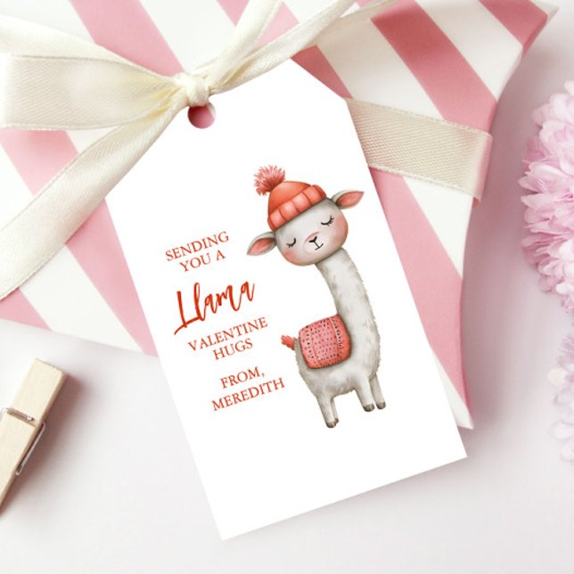 Etiqueta Para Presente Cute Llama Valentine's Day, Kids Classroom (Criador carregado)