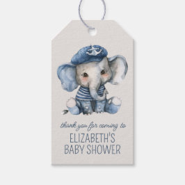 Etiqueta Para Presente Cute Nautical Blue Baby Elephant Baby Shower