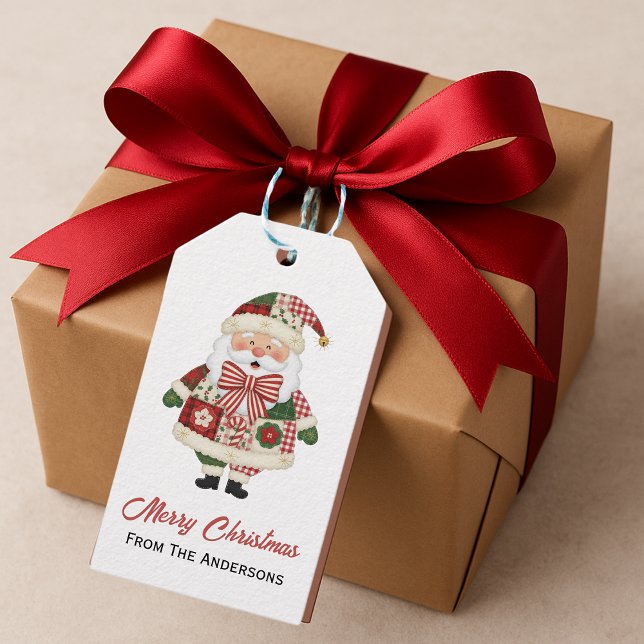 Etiqueta Para Presente Cute Personalized Santa Christmas Holiday (Criador carregado)