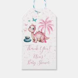 Etiqueta Para Presente Cute Pink Dinosaur Baby Shower Thank You