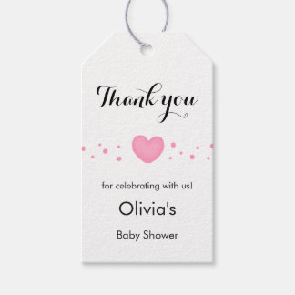 Etiqueta Para Presente Cute Pink Heart Thank You Baby Shower Gift Tags