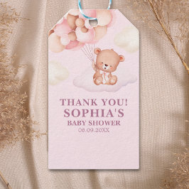 Etiqueta Para Presente Cute Pink Watercolor Bear Baby Shower Girl