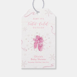 Etiqueta Para Presente Cute Pink Winter Snowflake Ballerina Baby Shower 