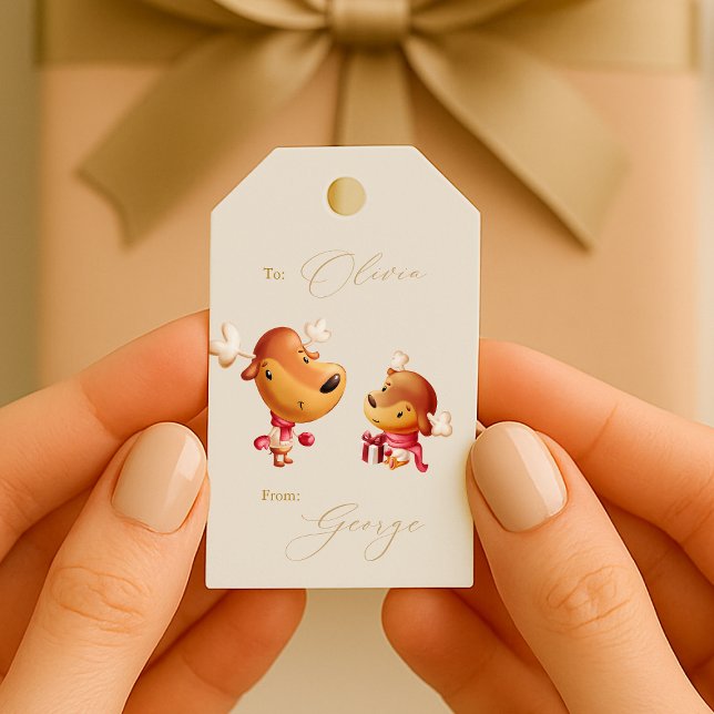 Etiqueta Para Presente Cute Reindeer Christmas (Criador carregado)