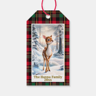 Etiqueta Para Presente Cute Reindeer in The Winter Forest Christmas