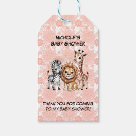 Etiqueta Para Presente Cute Safari Animals Pink Florals Girl Baby Shower