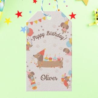 Etiqueta Para Presente Cute Sausage Dog Birthday Party Puppy