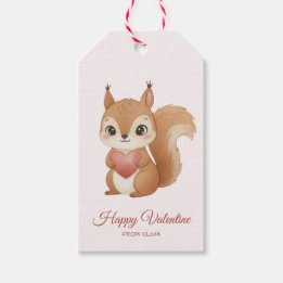 Etiqueta Para Presente Cute Squirrel with Heart Valentine's Day