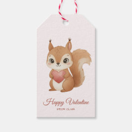 Etiqueta Para Presente Cute Squirrel with Heart Valentine's Day