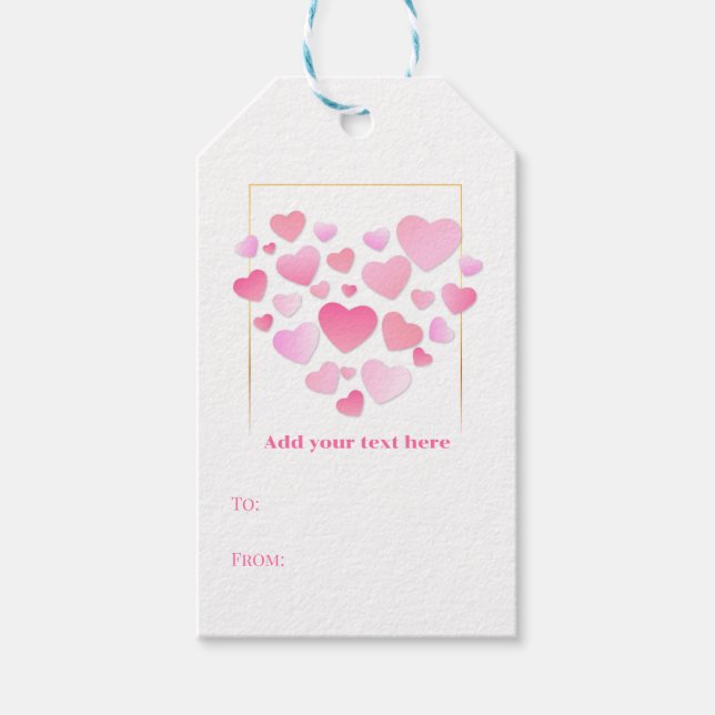 Etiqueta Para Presente Cute Style Pink Hearts Romantic Valentine's Day (Frente)