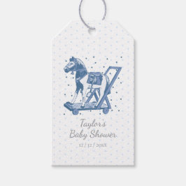 Etiqueta Para Presente Cute Vintage Blue Hobby Horse Pattern