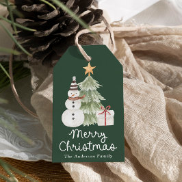 Etiqueta Para Presente Cute Watercolor Illustrations Green Christmas